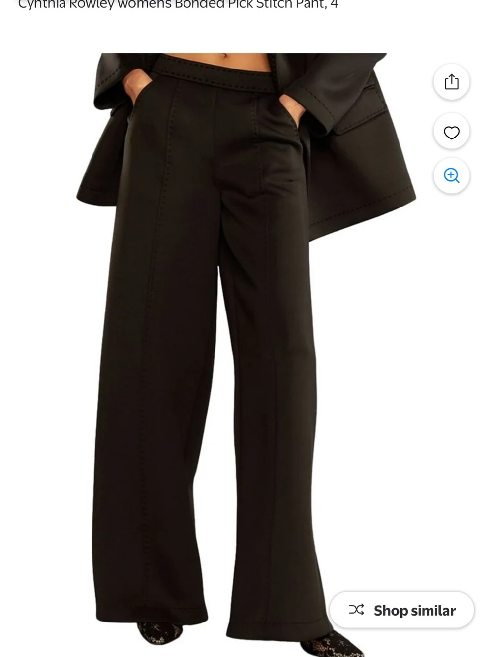 Cynthia Rowley Black Wide-Leg Bonded Pants